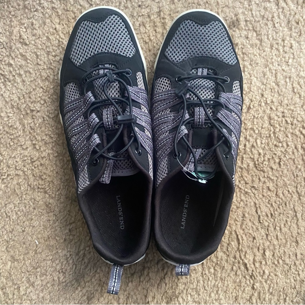 New Lands'‎ End Men's Black and Gray Athletic Shoes 9.5EE NWT